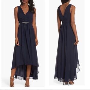Eliza J NWT Embellished High/Low Chiffon Dress in
Navy Size 8